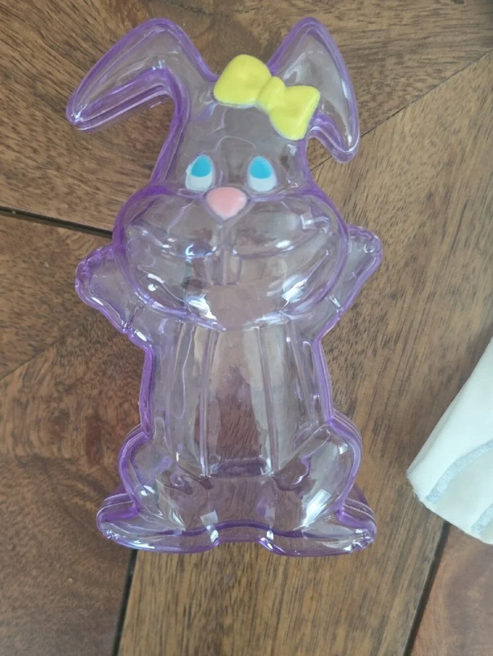 Kids Bunny Easter Garden Flag- White & Blue with Vintage Plastic Containers